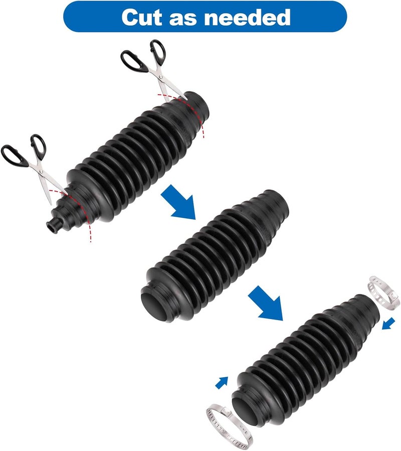 Toolwiz Inner Tie Rod Boot Kit, 2PCS Universal Adjustable Car Tie Rod Boot with Bellow Cable Ties and Clamps, Dustproof Silicone Rack and Pinion Boot Accessories for Cars, SUVs, Trucks Steering System - Image 5